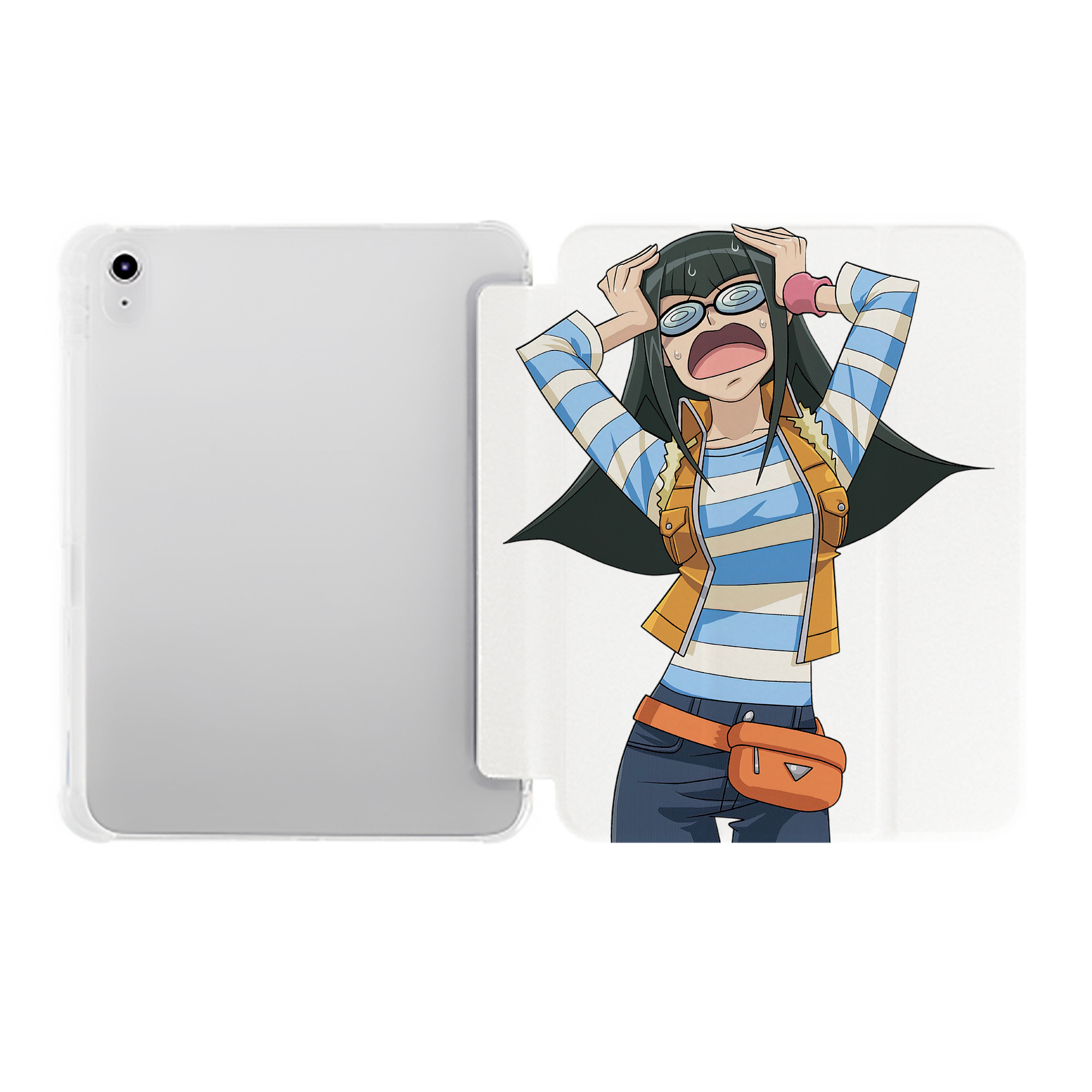（画像用） 遊☆戯☆王 Yu-Gi-Oh! IPad ケース ペン収納付き 三つ折りスタンド PUレザー×シリコン 対応機種9.5/10.5/10.9インチ